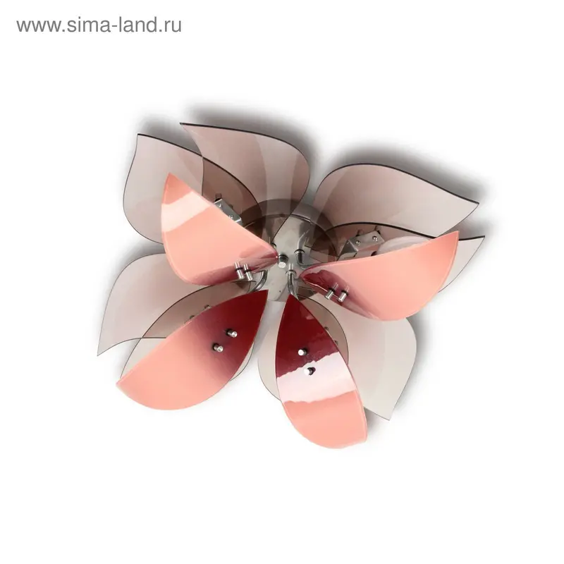 Люстра "Делия" 36694 бронза-раст.каштан./розовое 4*60Вт Е14 42х42х20 см