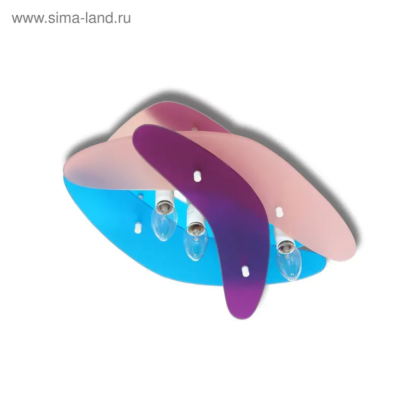 Люстра "Бумеранг" 37507 розовый/синий/фиолетовый 3*60Вт Е14 48х32х12 см