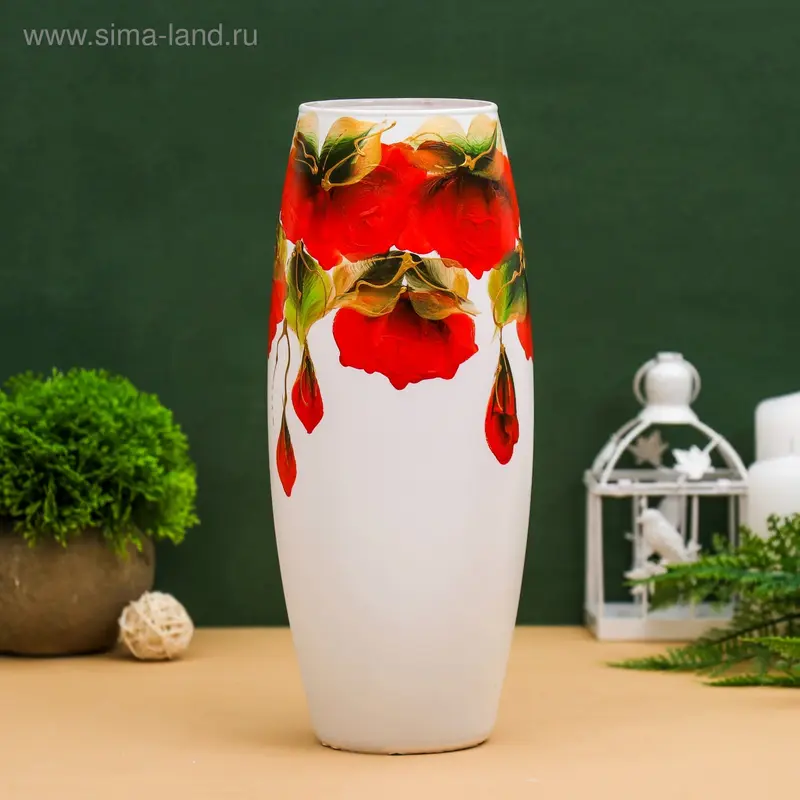 Ваза "Алые розы" d-7.5см 11х25см