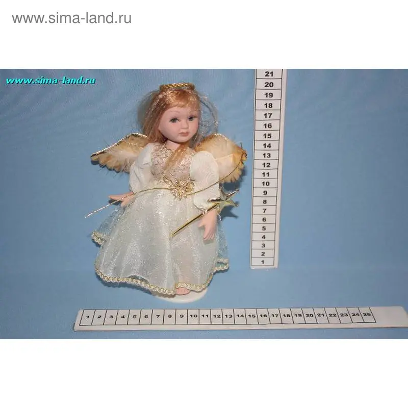 кукла фарфор ангел золотой Н-7306 21 см (бокс 48 шт)