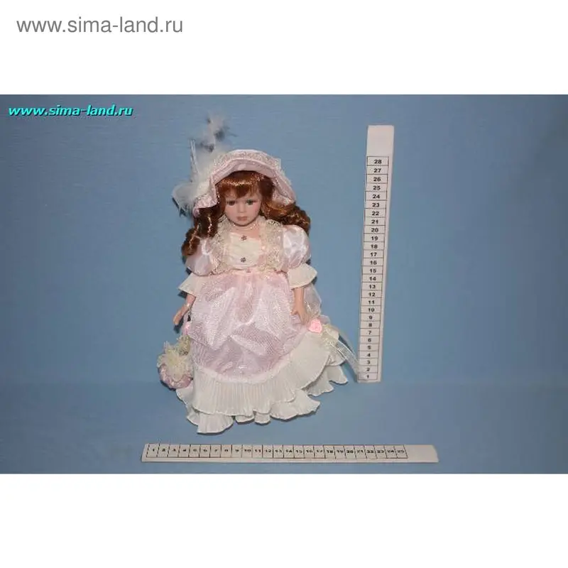 кукла фарфор Н-7310А 30 см Дама в розовом (бокс 24 шт)