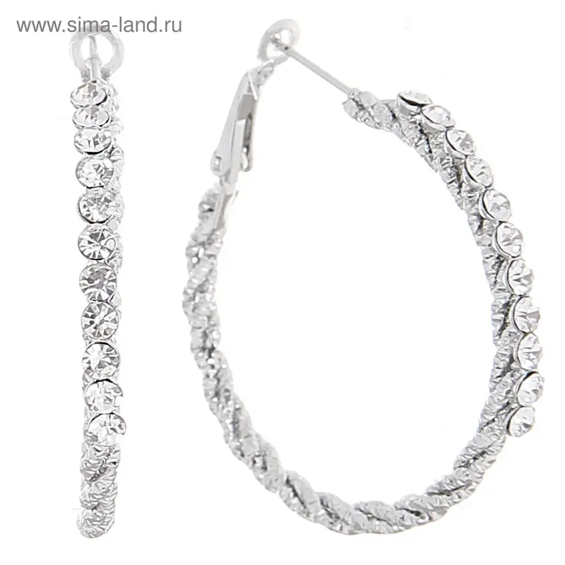 Серьги-кольца «Блеск» со стразами d=7