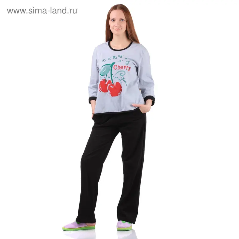 Комплект женский (кофта, брюки) Вишня серый р-р 50