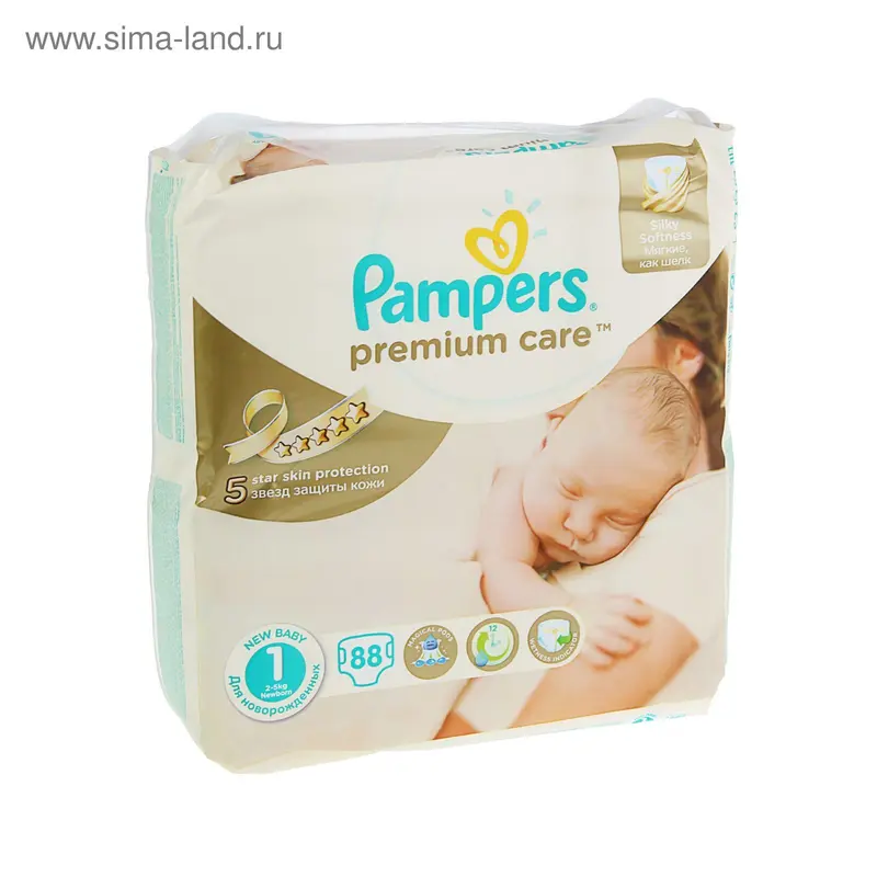 Подгузники Pampers Premium Care Newborn (2-5 кг), 88 шт