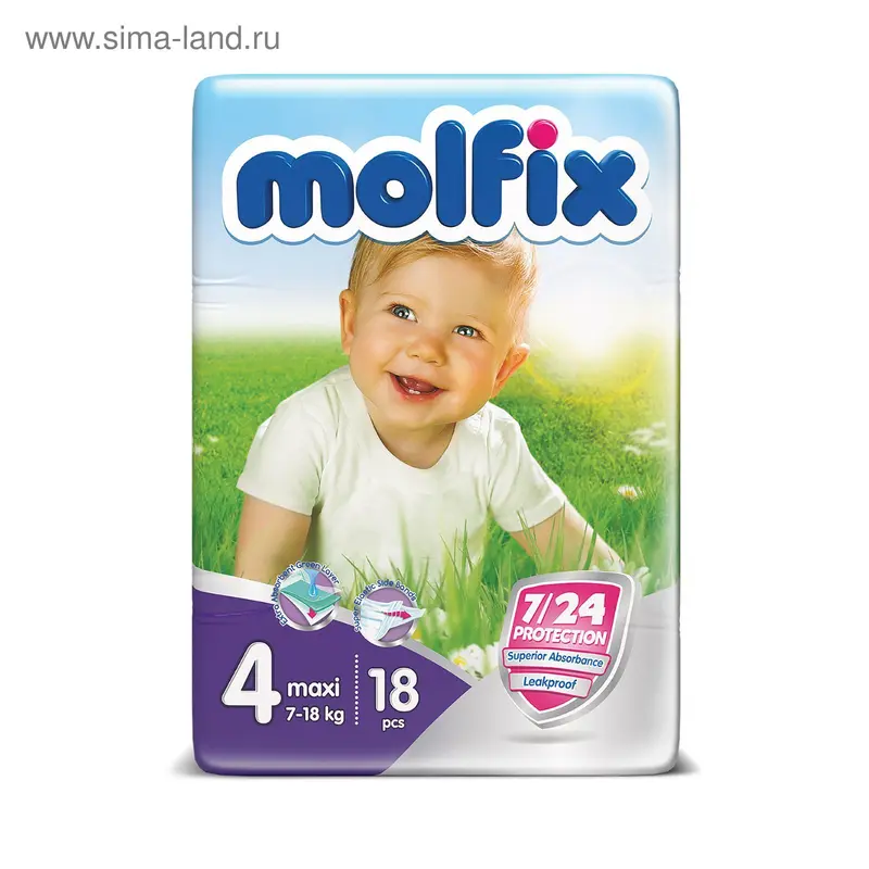 Подгузники Molfix, Maxi 4 (7-18 кг), 18 шт