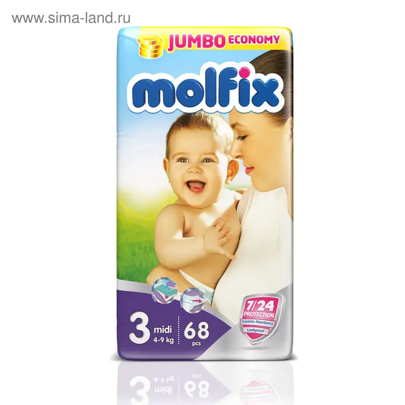Подгузники «Molfix» Midi (4-9 кг), 68 шт