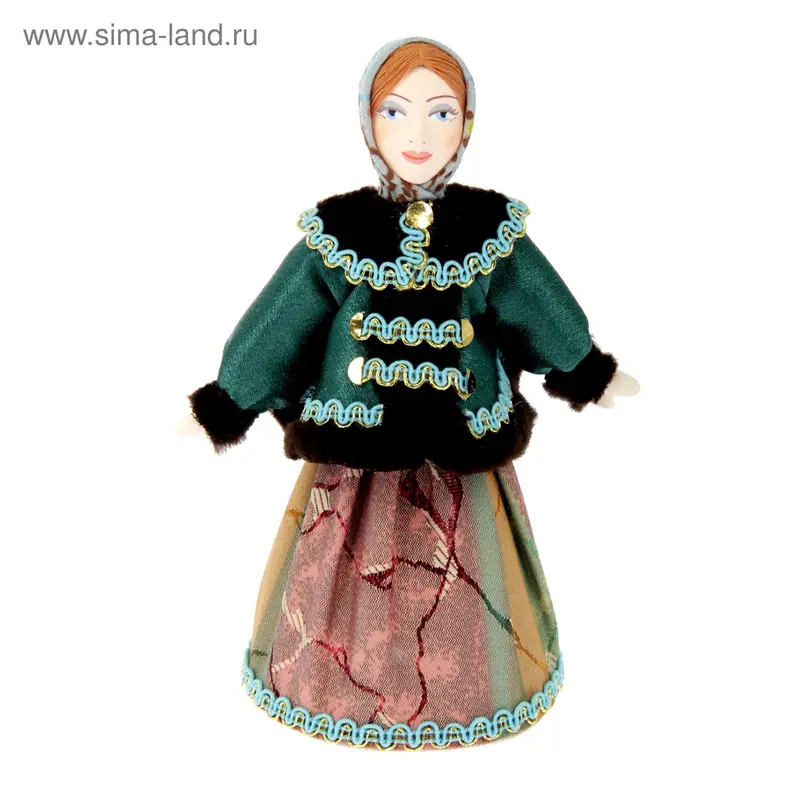 Новогодняя кукла "Девушка в шубке. Россия" 16 см