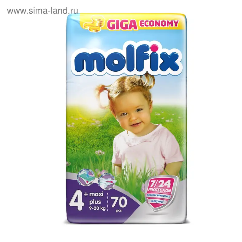 Подгузники Molfix, Maxi 4+ (9-20 кг), 70 шт