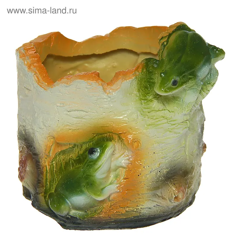 Фигурное кашпо "Две лягушки в бересте" 15*15*14 см