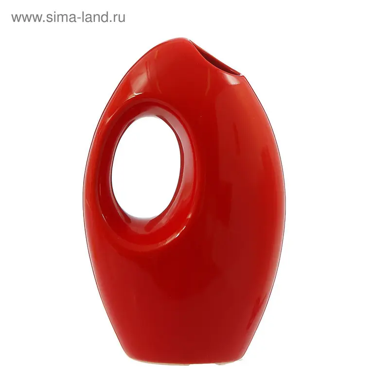 Ваза керамика "Овал" красн/черн/белая 19*11,5 см