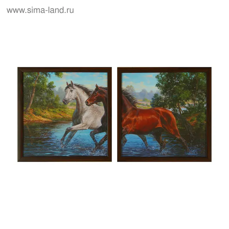 Картина модульная "Кони" 33х66 см