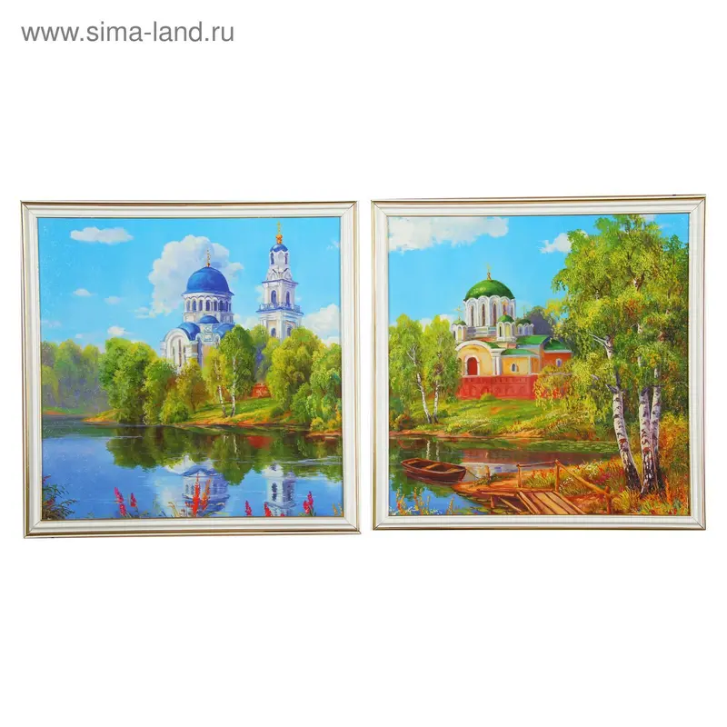 Картина модульная "Церковь" 2шт-36х36см; 36х72см