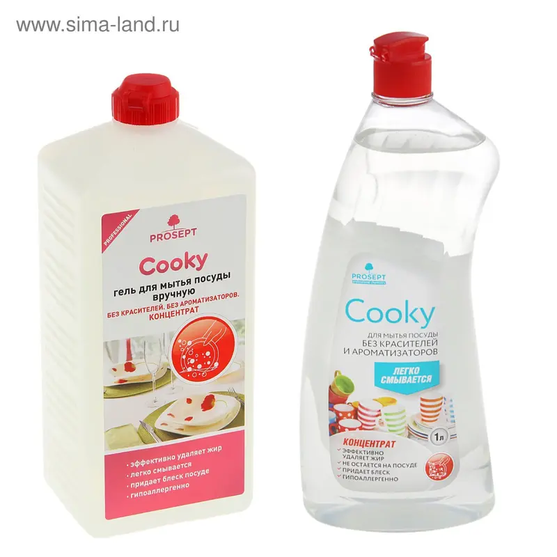 Средство для мытья посуды Cooky, без аромата, концентрат, 1 л