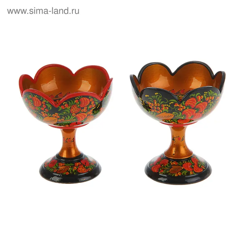 Конфетница на ножке «Ажурная», хохлома