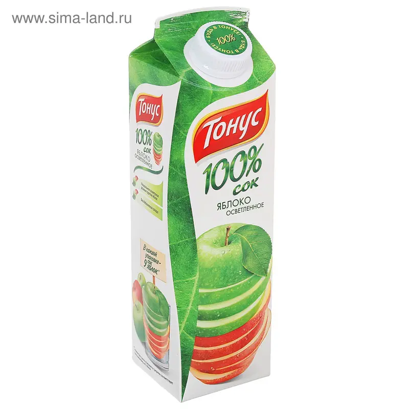 Сок "Тонус" яблочный, осветленный, 0,9 л