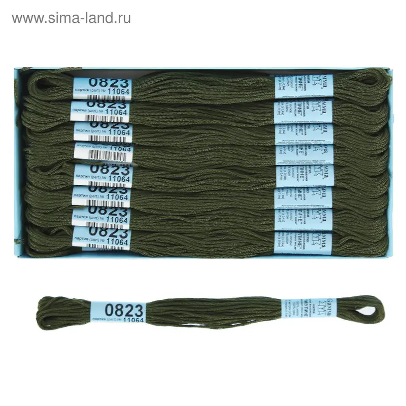 Мулине, №0823, 8±1м, цвет тёмный хаки