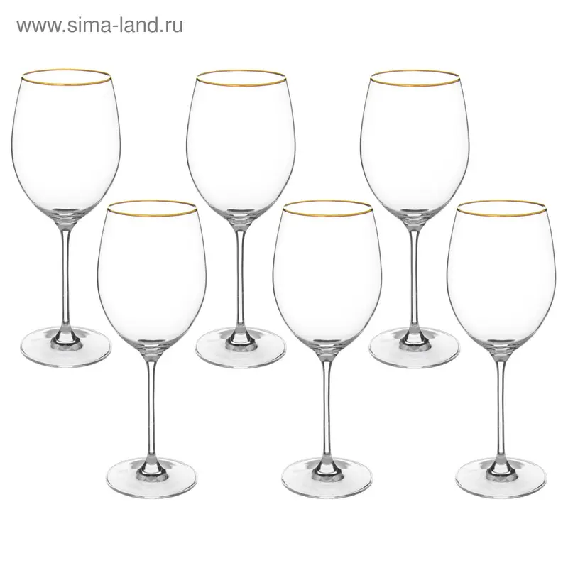 Набор бокалов для вина 680 мл "Wintime. Золотая отводка", 6 шт