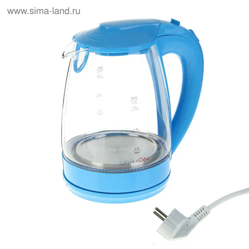 Чайник электрический Luazon LSK-1704, 1.7 л, 2200 Вт, синий