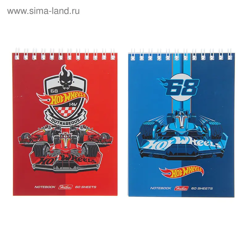 Блокнот А6, 60 листов на гребне "Машинки. Hot wheels", МИКС