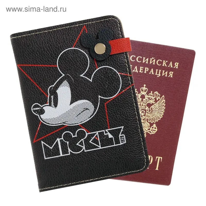 Обложка для паспорта на заклепе "Mickey", Микки Маус