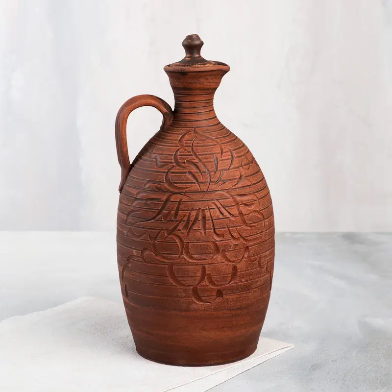Штоф "Гончарный", декор, красная глина, 1.5 л, микс