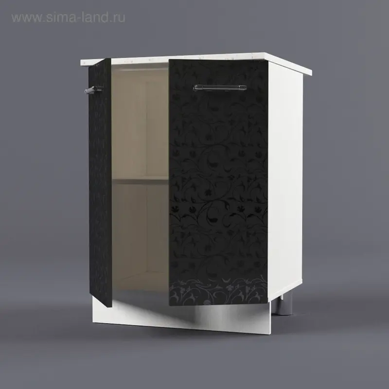 Шкаф напольный 850*600*600 Черные цветы