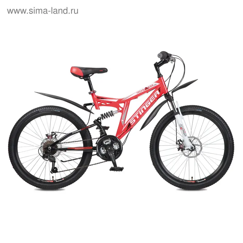 Велосипед 24" Stinger Highlander 100D, 2016, цвет красный, размер 16.5"