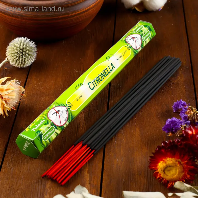 Благовония Sarathi "Citronella. Цитронелла", 20 палочек в упаковке, шестигранник