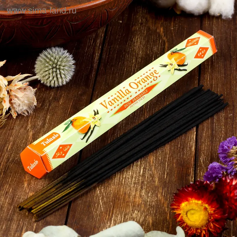 Благовония Sarathi "Vanilla Orange. Ваниль апельсин", 20 палочек в упаковке, шестигранник