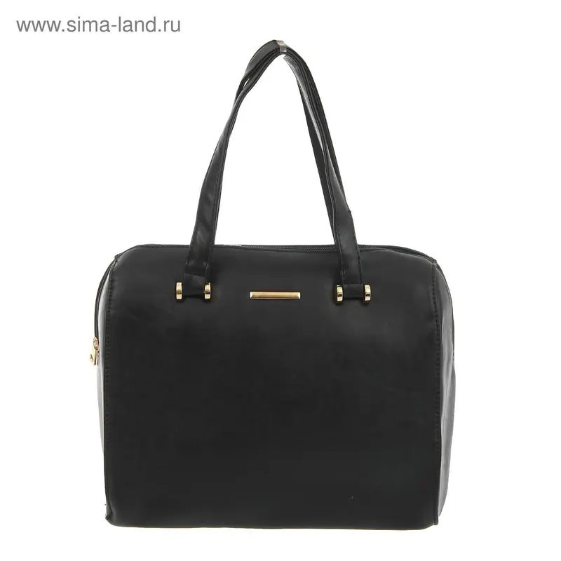 Сумка жен L-0016, 29*12*24, 1 отдел на молнии, нар карман, гладкий черный