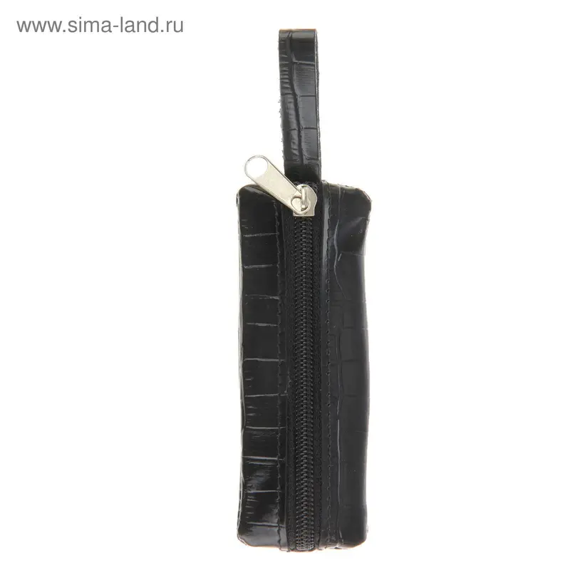 Ключница на молнии, кольцо, крокодил, цвет чёрный