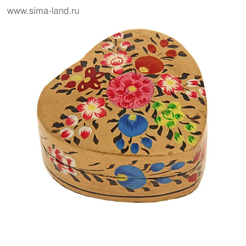 Шкатулка папье-маше сердце 4,5х7,5х7,5 см "Калейдоскоп"