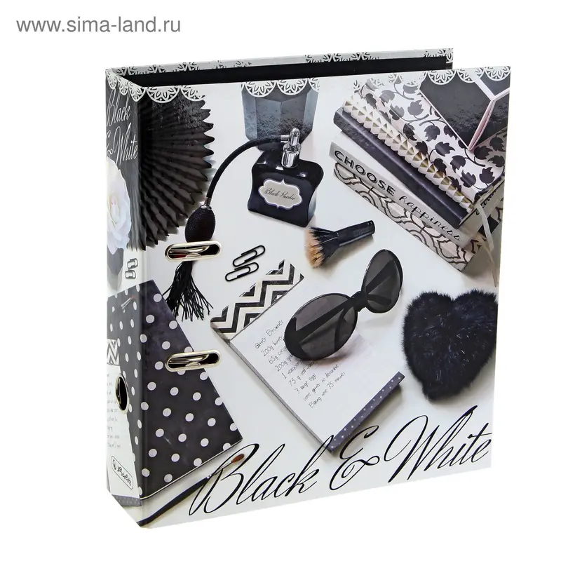 Папка-регистратор 80мм Herlitz Accessories, maX.file Black&White, ламинированный картон
