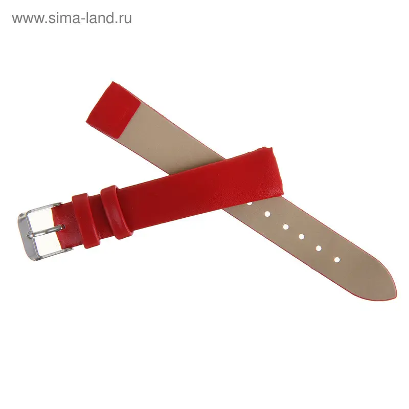 Ремешок для часов 16 мм, экокожа, 18 см, красный