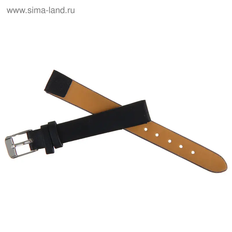 Ремешок для часов, 12мм, экокожа, 19см, черный