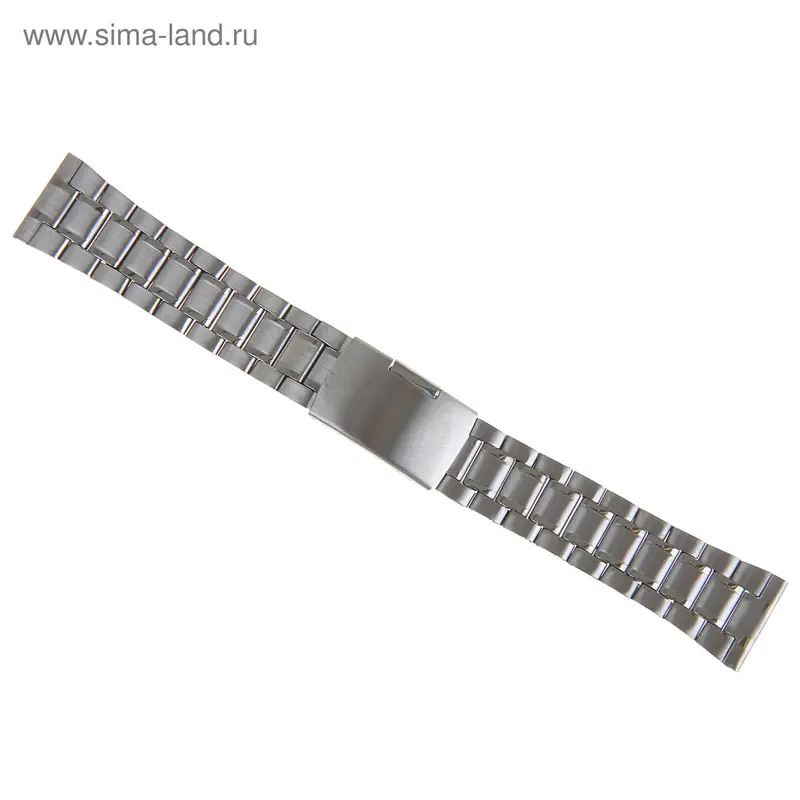 Ремешок для часов 22 мм, металл, длина 19 см, серебристый
