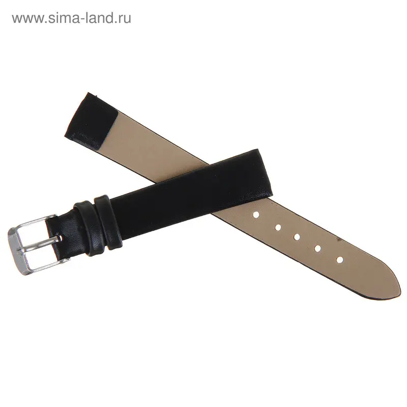 Ремешок для часов, 14мм, экокожа, 19см, черный