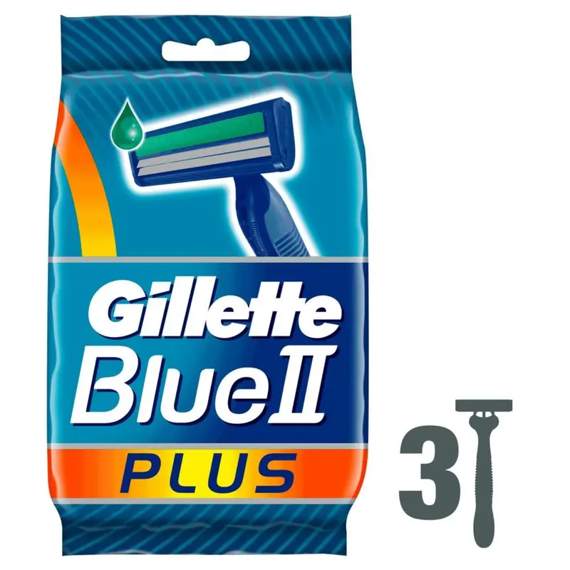 Бритвенные станки одноразовые BlueII Plus, 2 лезвия, 3шт