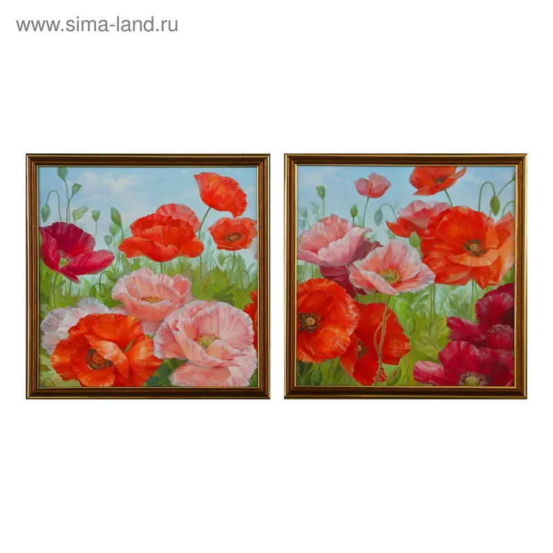 Картина модульная "Маковое поле" 33х66 см
