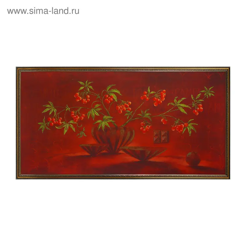 Картина "Рябина в вазе" 65*125 см