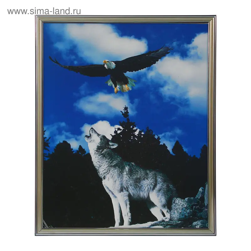 Картина "Волк и орёл" 42*52 см