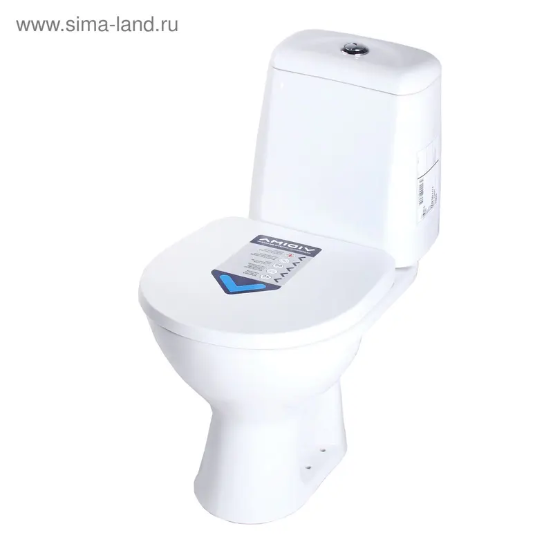 Унитаз компакт "Сириус Элеганс", горизонтальный выпуск, сиденье пластиковое, белый