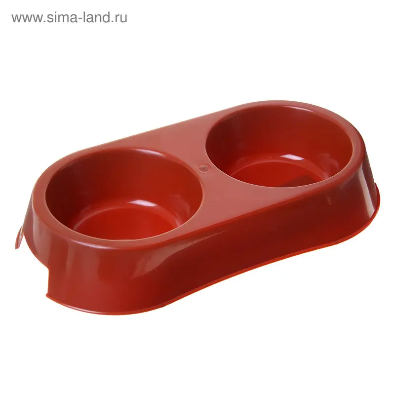 Миска двойная, 0,4 л, коричневая