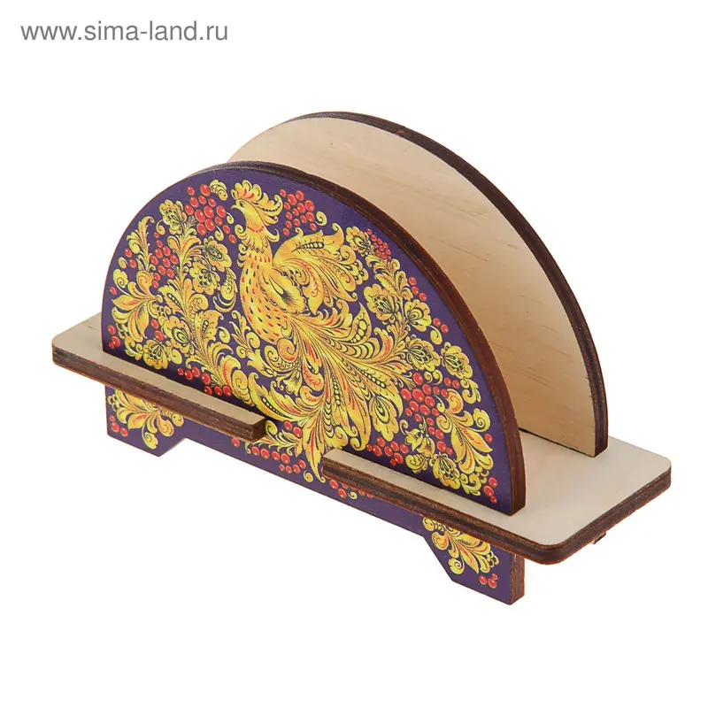 Салфетница "Кудрявая птица", хохлома