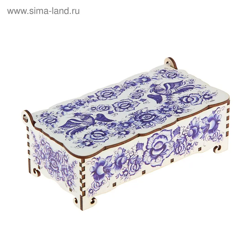 Шкатулка - купюрница «Птицы», гжель, 17х9х5,8 см