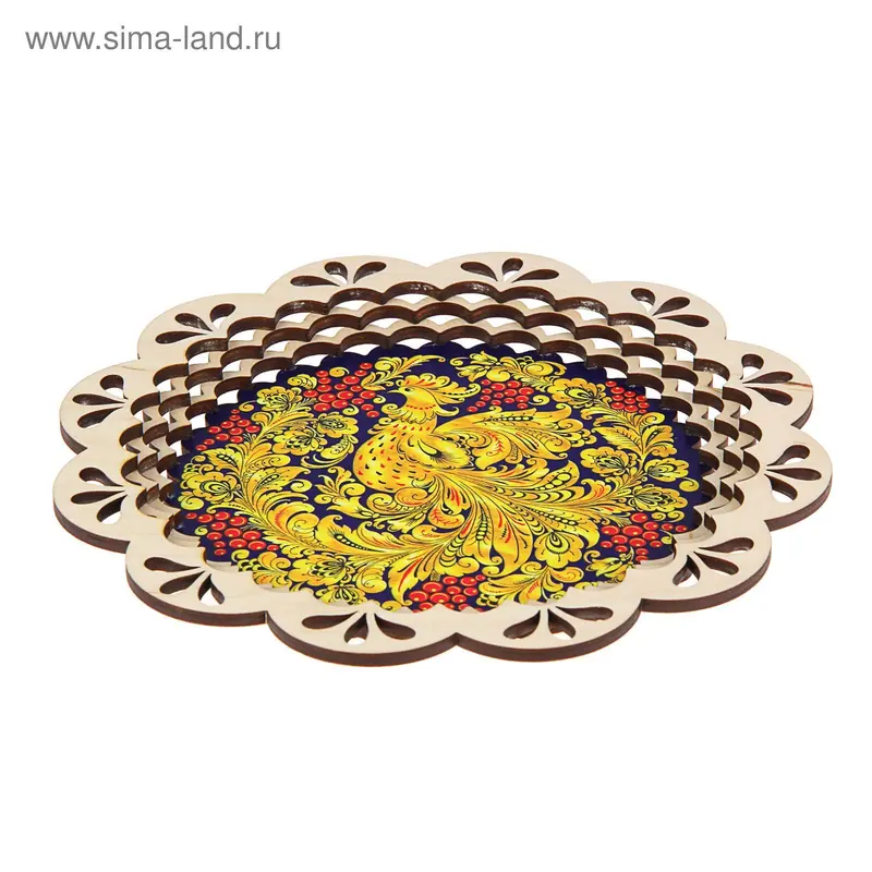 Поднос "Кудрявая птица", хохлома