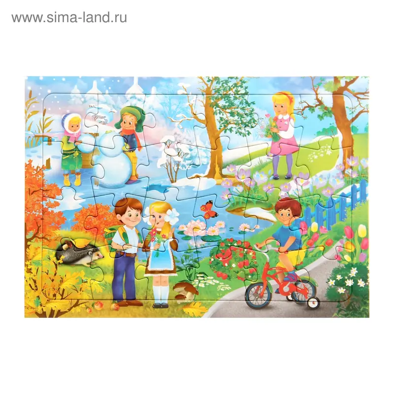 Пазл на подложке "Времена года", 24 элемента