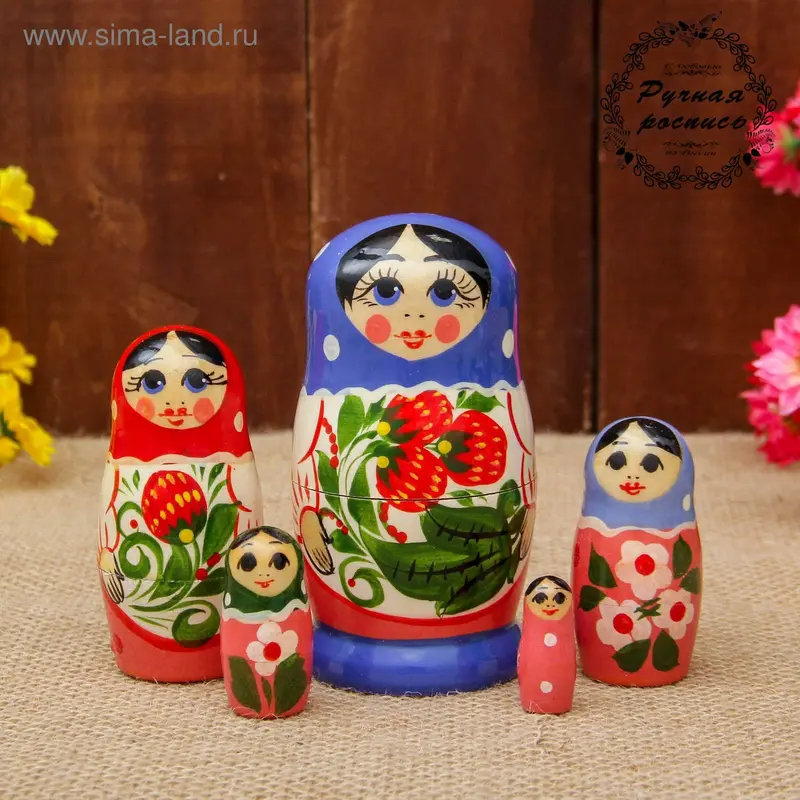 Матрёшка «Ягодка», 5 кукольная, 10 см, микс