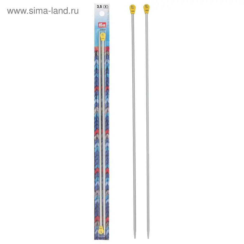 Спицы для вязания, прямые, наконечник, тефлоновое покрытие, d=3,5мм, 35см, 2шт
