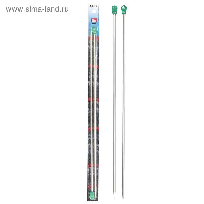 Спицы для вязания прямые, наконечник, d=4,5мм, 40см, 2шт